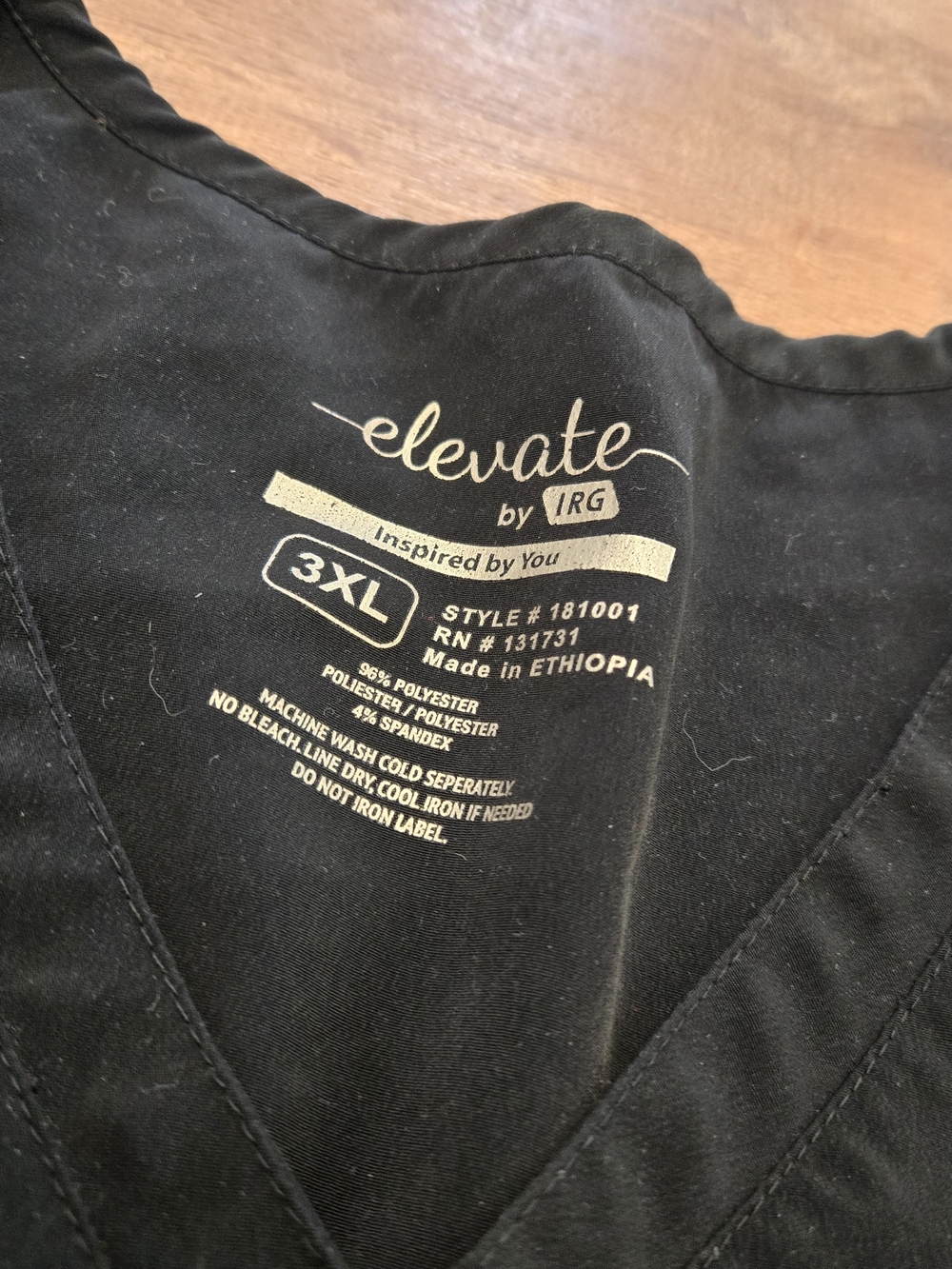 Elevate By IRG Black V-Neck Women’s Scrub Top 3XL - Picture 3 of 6